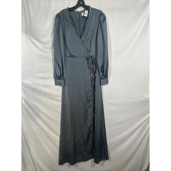 NWT $895 Sachin & Babi [ 2 ] Dorthea Satin Crepe A-line Gown in‎ Gunmetal #J1951 - Picture 8 of 13